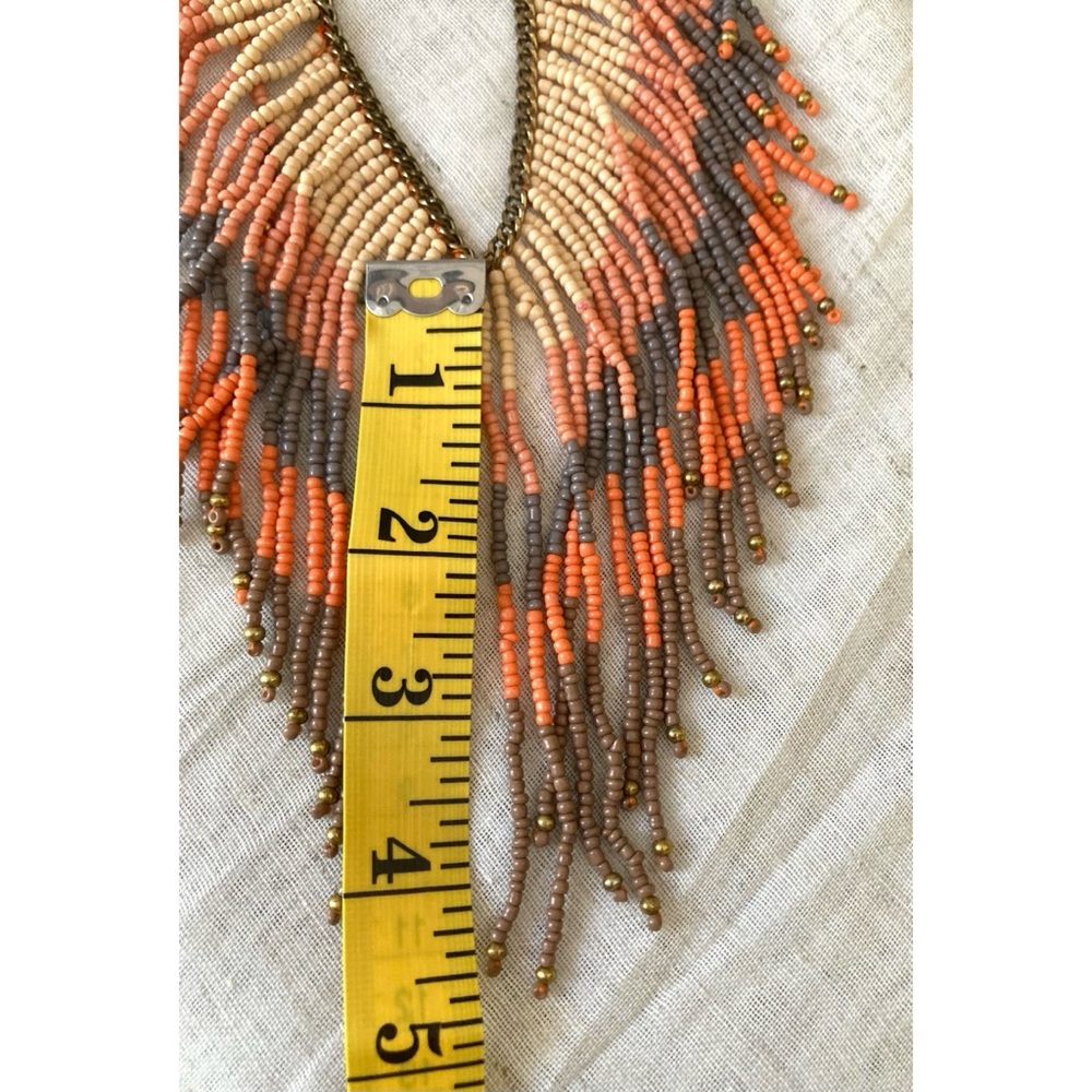 RELISTED Seed Bead Statement Necklace Bib Style Warm Desert Colors Multicolored - Picture 6 of 8